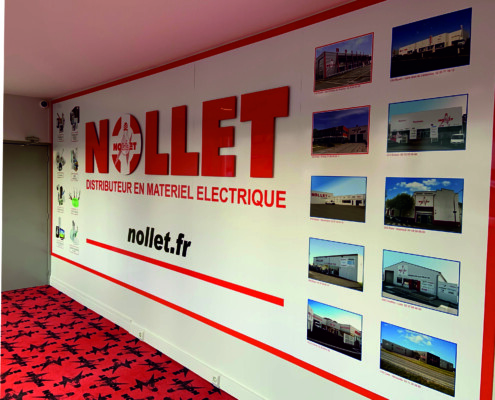 Enseigne en bandeau et décor en impression numérique pour Nollet - Vue de côté